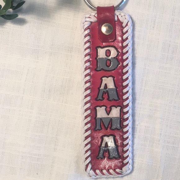 BAMA handmade leather keychain Alabama - Picture 1 of 4